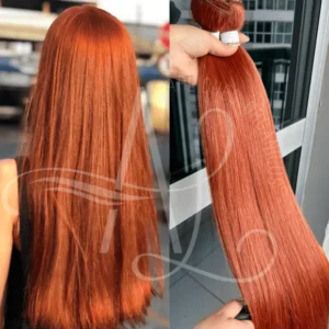 Cabelo Telado/Tecido Ruivo Laranjinha #1 Liso Fibra Russa Ultra Realista 70cm 150g