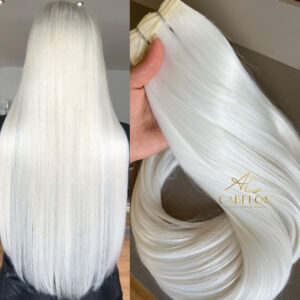 Cabelo Telado/Tecido Branco Neve Liso Fibra Russa 70cm 150g