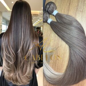 Cabelo Telado/Tecido Loiro escuro mesclado-T042 Liso Fibra Russa 70cm 150g