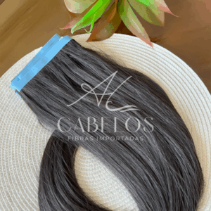 Mega Hair Fita Adesiva Fibra Europeia Castanho Escuro 70cm Liso.