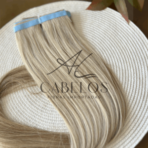 Mega Hair Fita Adesiva Fibra Russa Mesclado Claro 70cm Liso.