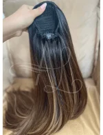 Aplique Rabo de Cavalo Morena Iluminada #1 Liso Fibra Russa. - Imagem 4