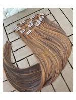 Kit Mega Hair 4 Telinhas TIC-TAC Morena Iluminada Chocolate Liso Bio Luxo Prime. - Imagem 4