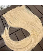 Kit Mega Hair 4 Telinhas TIC-TAC Loiro Pérola Claro Liso Bio Luxo Prime. - Imagem 3