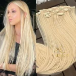 Kit Mega Hair 4 Telinhas TIC-TAC Loiro Pérola Claro Liso Bio Luxo Prime.