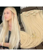 Kit Mega Hair 4 Telinhas TIC-TAC Loiro Pérola Claro Liso Bio Luxo Prime.