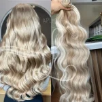 Cabelos Telado/Tecido Mesclado Claro Ondulado Fibra Russa 200g 60cm