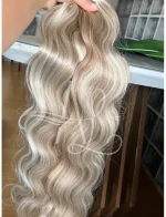 Cabelos Telado/Tecido Mesclado Claro Ondulado Fibra Russa 200g 60cm - Imagem 2