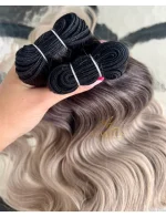 Cabelos Telado/Tecido Loiro Pérola Platinado esfumado Ondulado Fibra Russa 200g 60cm - Imagem 4