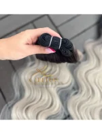 Cabelos Telado/Tecido Loiro Pérola Platinado esfumado Ondulado Fibra Russa 200g 60cm - Imagem 5