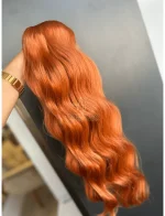 Cabelos Telado/Tecido Ruivo Laranjinha #2 Ondulado Fibra Russa 200g 60cm - Imagem 4