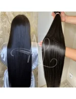 Cabelo Telado/Tecido Castanho Escuro Liso Fibra Russa 70cm 150g