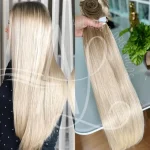 Cabelo Telado/Tecido Loiro Pérola #3 Liso Fibra Russa 70cm 150g