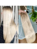 Cabelo Telado/Tecido Loiro Pérola #3 Liso Fibra Russa 70cm 150g