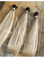 Cabelo Telado/Tecido Loiro Pérola #2 Liso Fibra Russa 70cm 150g - Imagem 4