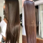 Mega Hair Tic-Tac Castanho Claro Liso Fibra Bio Luxo Prime.