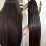 Cabelo Telado/Tecido Fibra Europeia Liso 75cm Morena Iluminada #1