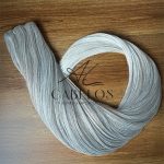 Cabelo Telado/Tecido Mesclado Acizentado T18-56C Liso Fibra Russa 70cm 150g - Imagem 3