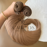 Cabelo Telado/Tecido Loiro escuro Mel-27+26 Liso Fibra Russa 70cm 150g - Imagem 2