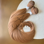 Cabelo Telado/Tecido Loiro escuro Mel-27+26 Liso Fibra Russa 70cm 150g - Imagem 3