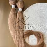 Cabelo Telado/Tecido Loiro escuro Mel-27+26 Liso Fibra Russa 70cm 150g - Imagem 4
