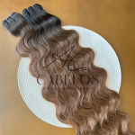 Cabelo Telado/Tecido Morena Iluminada-T1B/108 Ondulado Fibra Russa 60cm 200g - Imagem 3