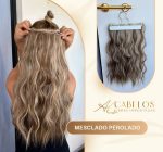 Mega Hair Tic-Tac + Fio Invisible Fibra Russa Suzan 50cm 120g- Mesclado Perolado - Imagem 4