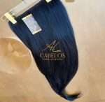 Mega Hair Tic-Tac + Fio Invisible Fibra Russa Cindy 60cm 120g- Preto - Imagem 2