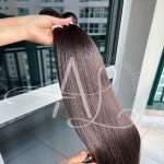 Cabelo Telado/Tecido Castanho Escuro Liso Fibra Russa 70cm 150g - Imagem 3