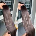 Cabelo Telado/Tecido Castanho Escuro Liso Fibra Russa 70cm 150g - Imagem 2