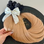 Cabelo Telado/Tecido Fibra Europeia Liso 75cm Loiro Bege Esfumado - Imagem 2