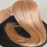 Cabelo Telado/Tecido Fibra Europeia Liso 75cm Loiro Bege Esfumado - Imagem 5