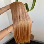 Cabelo Telado/Tecido Fibra Europeia Liso 75cm Loiro Bege Esfumado - Imagem 3