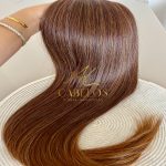 Cabelo Telado/Tecido Fibra Europeia Liso 75cm Mesclado Mel - Imagem 4