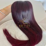 Cabelo Telado/Tecido Fibra Europeia Liso 75cm Vermelho Marsala Mesclado - Imagem 4