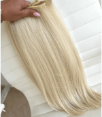 Mega Hair Tic-Tac 4pçs Fibra Russa Liso 60cm 200g, Loiro (1212/6130#) - Imagem 3