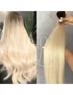 Cabelo Telado/Tecido Loiro Pérola Esfumado Liso Fibra Russa 70cm 150g