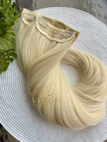 Mega Hair Tic-Tac 4pçs Fibra Russa Liso 60cm 200g, Loiro (1212/6130#) - Imagem 4