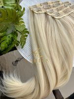 Mega Hair Tic-Tac 4pçs Fibra Russa Liso 60cm 200g, Loiro (1212/6130#) - Imagem 5