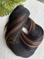 Mega Hair Tic-Tac 4pçs Fibra Russa Liso 60cm 200g, Morena Iluminada (OP43027#) - Imagem 2