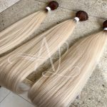 Cabelo Telado/Tecido Loiro Pérola Esfumado Liso Fibra Russa 70cm 150g - Imagem 4